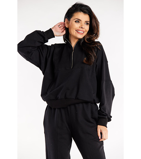 Черна дамска памучна блуза снимка