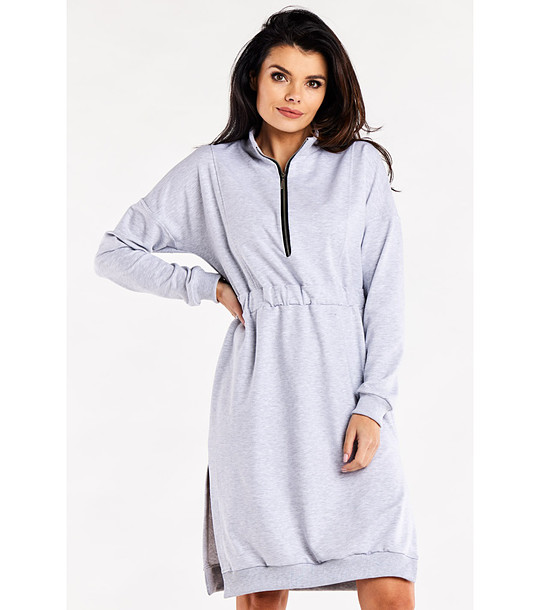 Светлосива памучна рокля снимка