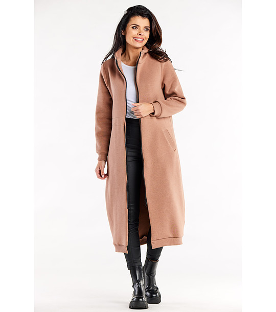 Дълго бежово дамско яке Clara снимка