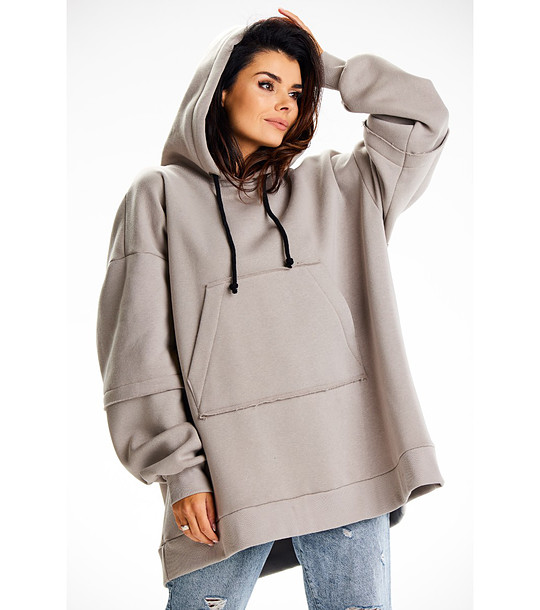 Сив памучен овърсайз дамски суитшърт Lorna снимка