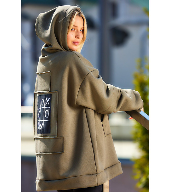 Памучен овърсайз дамски суитшърт в цвят каки Lorna снимка