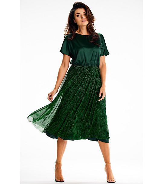 Тъмнозелена рокля с тюл Deina снимка