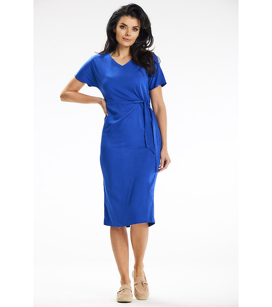 Кралскосиня вталена рокля с връзка Gina снимка