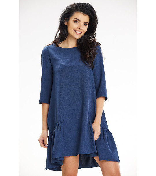 Тъмносиня рокля с джобове Dilara снимка