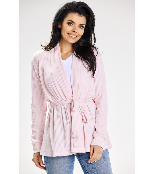 Дамска жилетка в цвят розова пудра Zera снимка