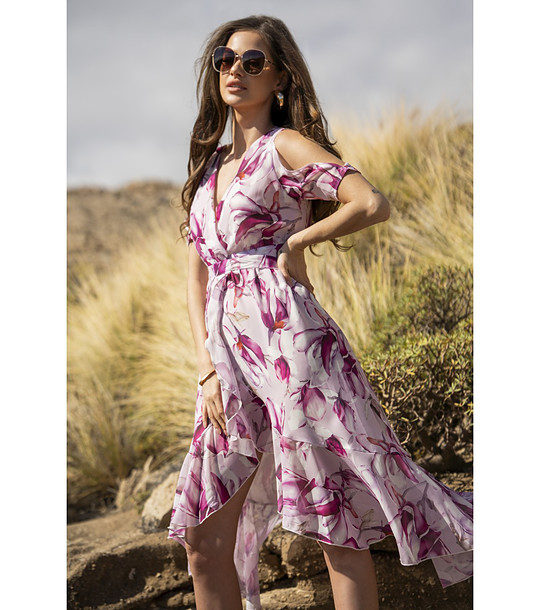 Розова рокля с флорален принт Lamilia снимка