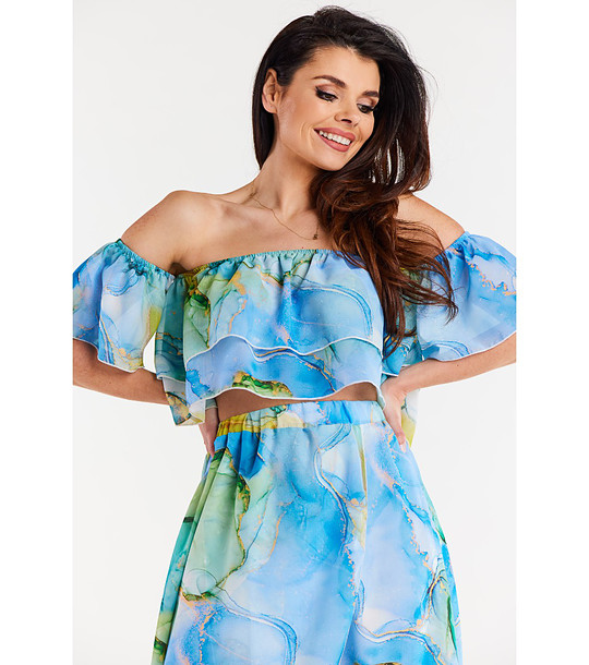 Дамска къса блуза в преобладаващо синьо Linda снимка