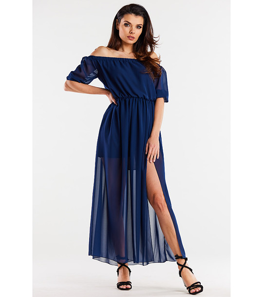 Дълга тъмносиня рокля Nani снимка