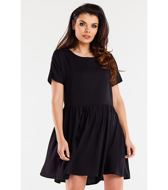 Черна рокля с къс ръкав Frida снимка