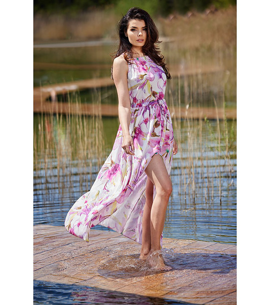 Рокля с флорален принт в розово Ozana снимка