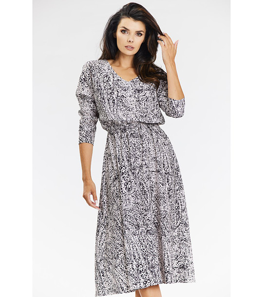 Рокля в черно и бяло с принт Diona снимка