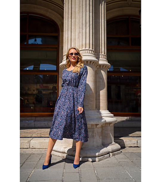 Синя рокля с принт Diona снимка