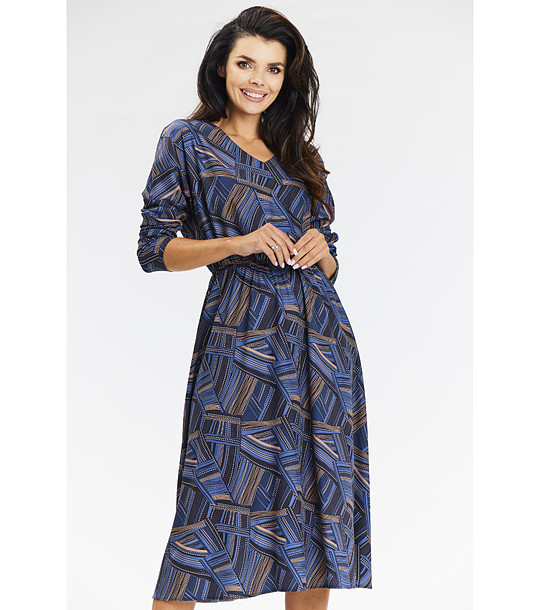 Рокля в синьо с принт Helene снимка