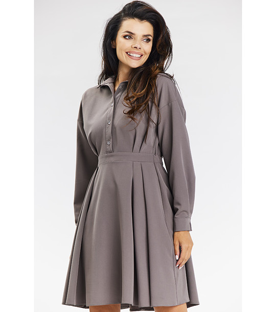 Рокля в цвят таупе с яка Jessa снимка