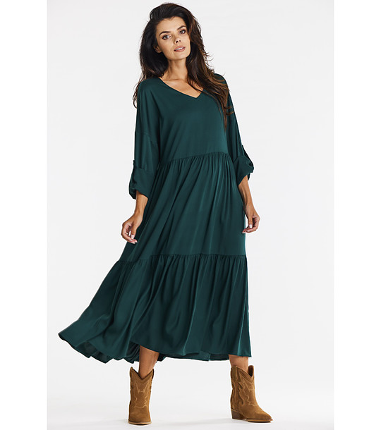 Миди рокля в тъмнозелено Ronda снимка