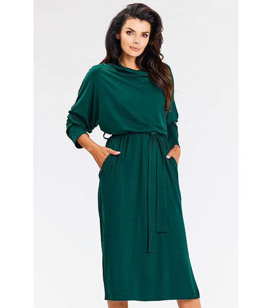 Тъмнозелена рокля с цепки Tita снимка