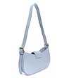 Светлосиня дамска кожена чанта тип багета-2 снимка