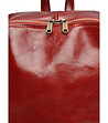 Кожена дамска раница в червен нюанс Crevia-3 снимка