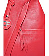 Червена дамска раница от естествена кожа Julie-3 снимка