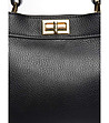 Черна дамска трапецовидна чанта от естествена кожа Denia-3 снимка