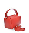 Червена дамска чанта от естествена кожа-2 снимка