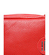 Малка червена дамска кожена чанта с пискюл Shaya-3 снимка
