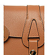 Кожена дамска чанта в нюанс на цвят коняк-3 снимка