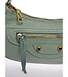 Дамска кожена чанта тип багета в зелен нюанс-3 снимка