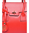 Кокетна дамска чанта от естествена кожа Monic в червен нюанс-3 снимка
