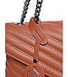 Дамска чанта в цвят коняк от естествена кожа Rinea-3 снимка