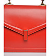 Червена дамска чанта от естествена кожа-3 снимка