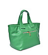 Дамска зелена чанта от естествена кожа-2 снимка