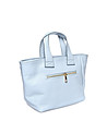 Дамска светлосиня чанта от естествена кожа-2 снимка