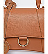Дамска чанта от естествена кожа в цвят коняк -3 снимка