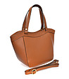 Дамска чанта от естествена кожа в цвят коняк-2 снимка
