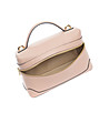  Малка кожена дамска чанта в цвят пудра-3 снимка