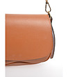 Малка дамска чанта от естествена кожа в цвят коняк-4 снимка
