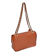 Дамска чанта от естествена кожа в цвят коняк -2 снимка
