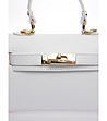 Малак бяла дамска кожена чанта за рамо-4 снимка