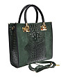 Тъмнозелена дамска чанта с ефектен релеф Arina-2 снимка