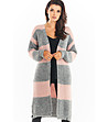 Дълга дамска жилетка в сиво и пудра Darla-2 снимка