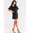 Къса ефектна рокля с пайети в черно Jina-3 снимка
