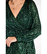 Тъмнозелена рокля с V-образно деколте Ziza-4 снимка