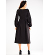 Черна рокля с буфан ръкави Tenesy-1 снимка