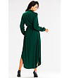 Дълга тъмнозелена рокля с копчета Brita-1 снимка