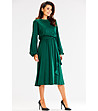 Тъмнозелена рокля с дълги ръкави Letizia-3 снимка