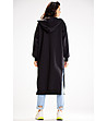 Дълго черно памучно дамско яке с качулка Beau-1 снимка