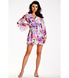 Къса рокля с флорален принт в розово и лилаво Vivi-2 снимка
