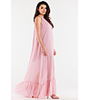 Дълга рокля в цвят розова пудра Kaya-1 снимка