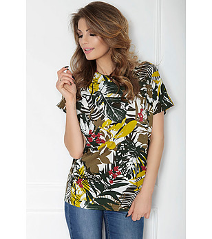 Многоцветна дамска блуза с флорален принт снимка